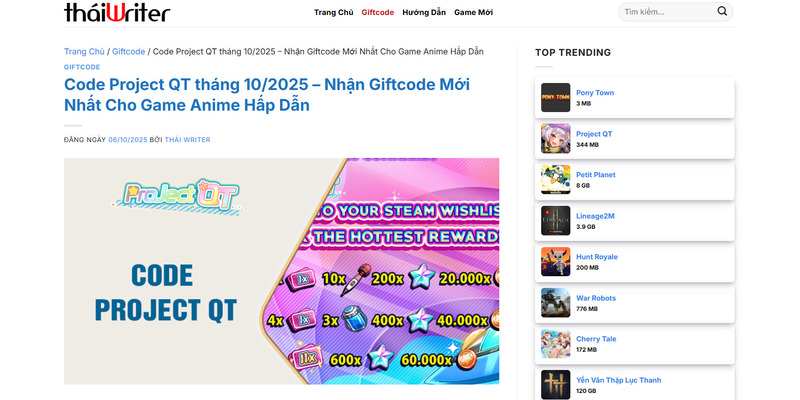 Cập nhật meta game siêu tốc với Thái Writer