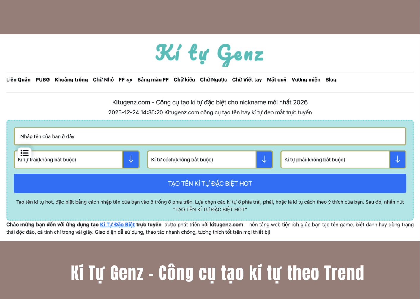 Top 5 công cụ tạo kí tự đặc biệt mới nhất 2026