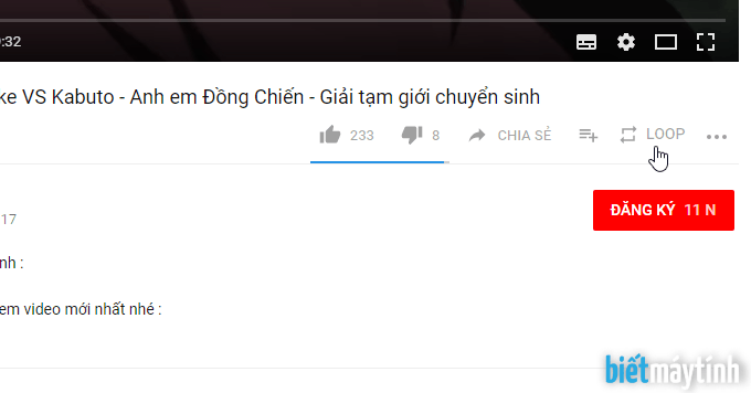 cách lặp lại 1 đoạn video trên youtube