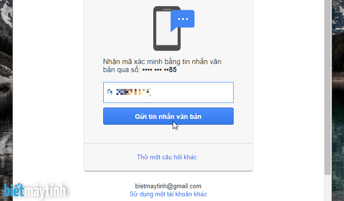 Lấy lại mật khẩu gmail bang so dien thoai