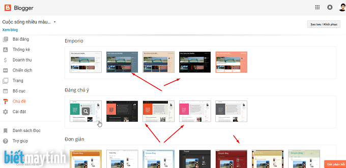 Cách thay đổi template cho blogspot