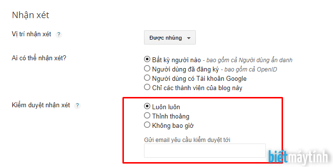 Chỉnh nhận xét, thẻ mô tả trong Blogspot (#2)