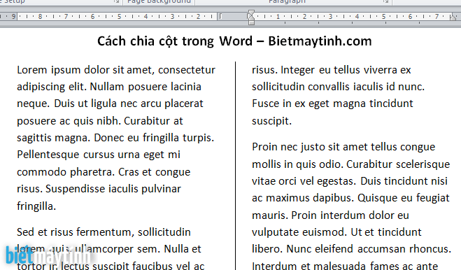 Cách chia cột trong văn bản word