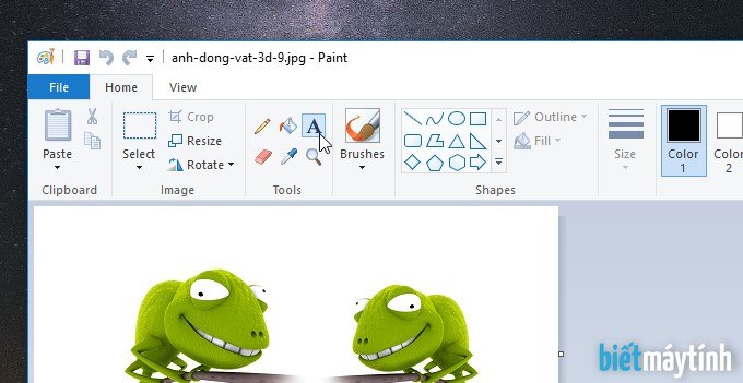 Cách chèn chữ lên ảnh bằng Paint