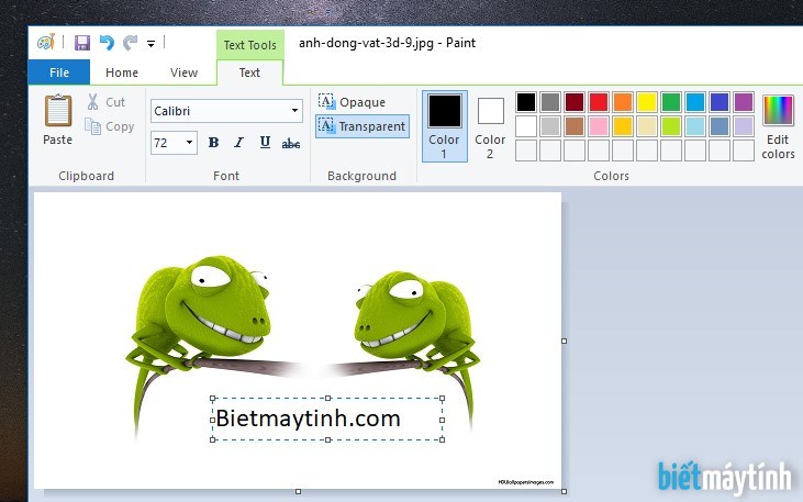 Cách chèn chữ vào ảnh trong Paint (Win 7, 8, 10)