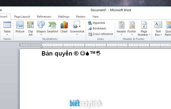 Cách chèn ký tự đặc biệt trong Word, PowerPoint, Excel