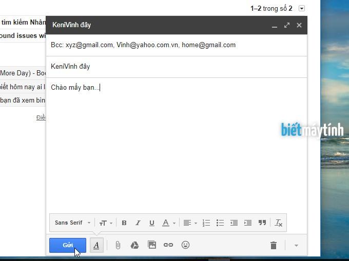 Cách gửi email cho 1 hoặc nhiều người