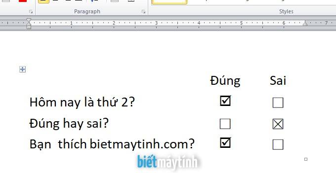 Cách tạo ô tích (checkbox) trong Word chi tiết nhất