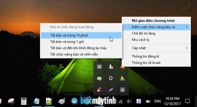 tắt avast tạm thời như thế nào