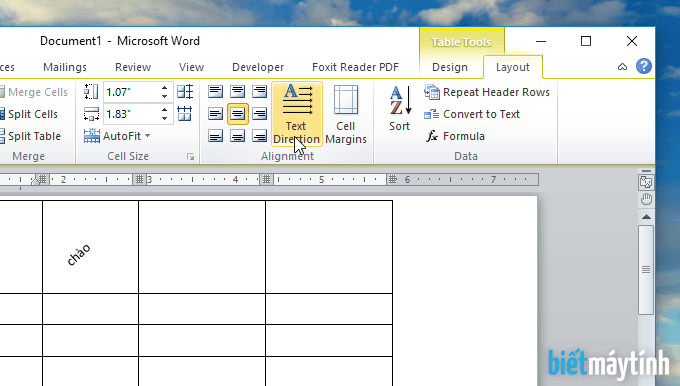 cách xoay chữ trong bảng Word, Excel, PowerPoint