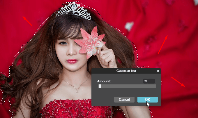 cách làm mờ ảnh phía sau bằng photoshop online