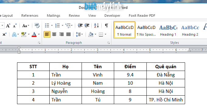 Sắp xếp dữ liệu trong bảng Word chi tiết