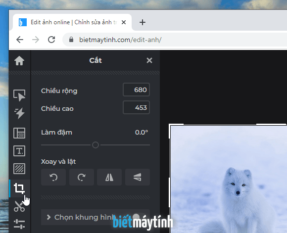 Cách cắt ảnh trong Edit Ảnh Online