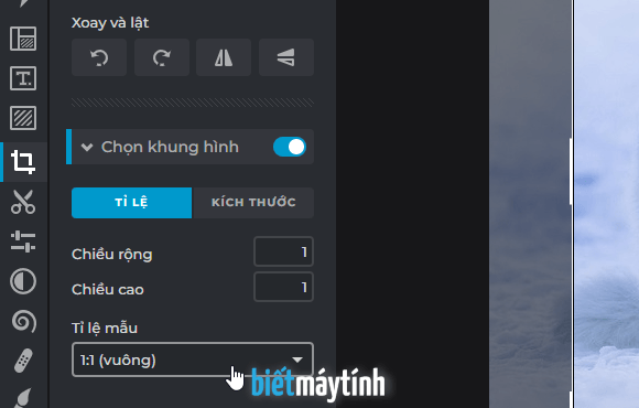 Ccách cắt ảnh theo tỷ lệ trong Edit Ảnh Online