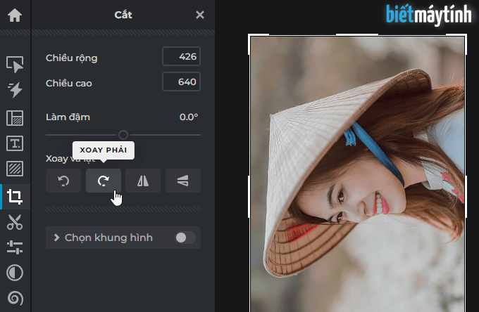 Xoay ảnh online 90 độ, 180 độ, lật ngược ảnh, xoay ảnh trái phải trong Edit Ảnh online