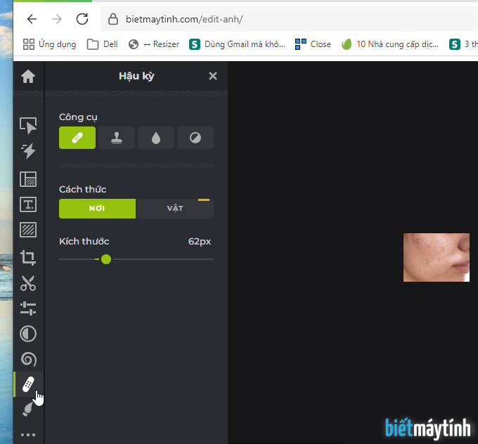 Xóa mụn trong ảnh bằng Edit Ảnh online