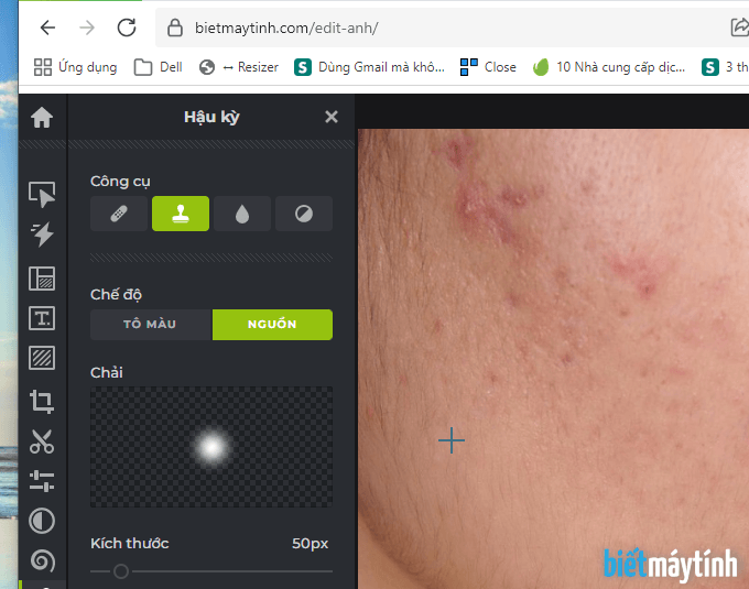 Xóa mụn trong ảnh bằng Edit Ảnh online