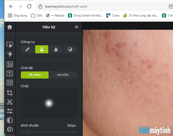 Xóa mụn trong ảnh bằng Edit Ảnh online