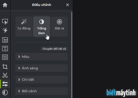 Chuyển ảnh màu sang đen trắng online bằng cung cụ Edit Ảnh Online