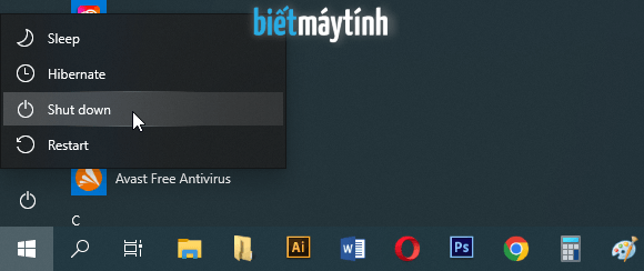 Hướng dẫn tắt máy tính Win 10 nhanh