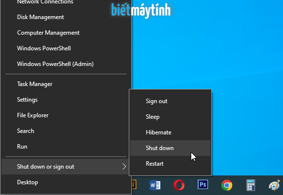 Hướng dẫn tắt máy tính Win 10 nhanh