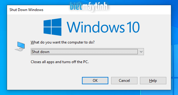 Hướng dẫn tắt máy tính Win 10 nhanh