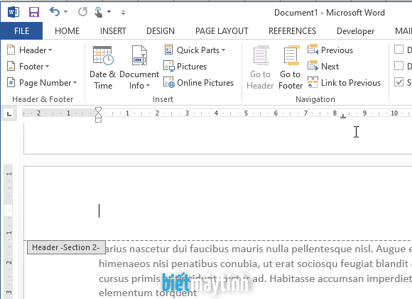 Cách tắt đánh số trang trong Word