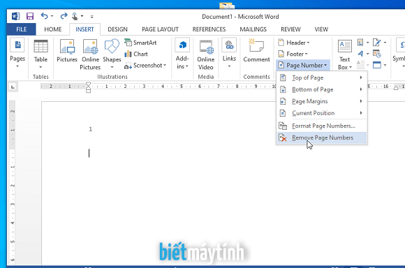 Cách tắt đánh số trang trong Word 2007, 2010, 2013, 2016, 2019...