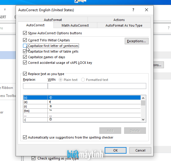 Cách tắt tính năng tự động viết hoa trong Word