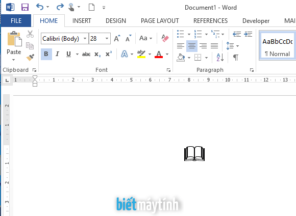 Chèn biểu tượng quyển sách trong Word