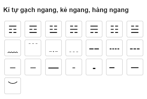 Kí tự đặc biệt gạch Ngang, gạch Dọc, gạch Chéo ﹋║〴