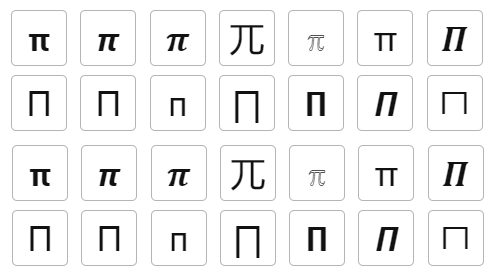 Kí tự đặc biệt SỐ PI đẹp nhất 𝝿 𝜫