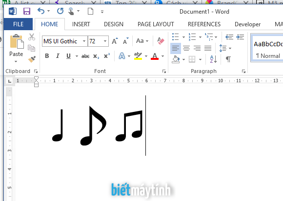 Chèn nốt nhạc trong Word, PowerPoint, excel