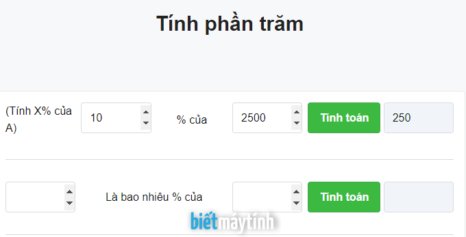 Cách tính phần trăm của một số bất kỳ