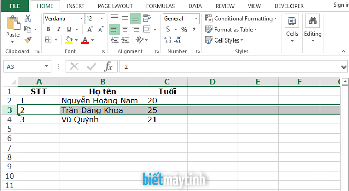 Phím tắt chèn dòng, insert dòng trong Excel