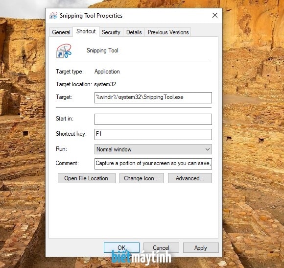 Phím tắt Snipping Tool, tạo phím tắt kích hoạt nhanh Snipping Tool