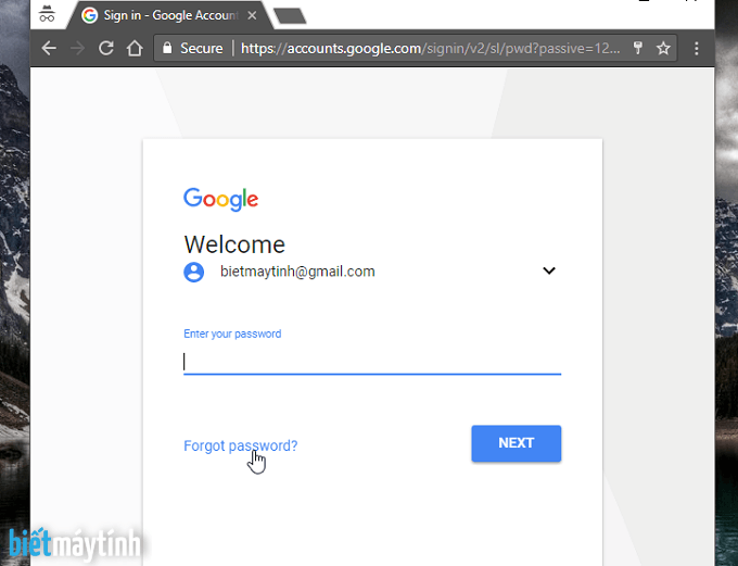 Lấy lại mật khẩu Gmail bằng số điện thoại Biết máy tính