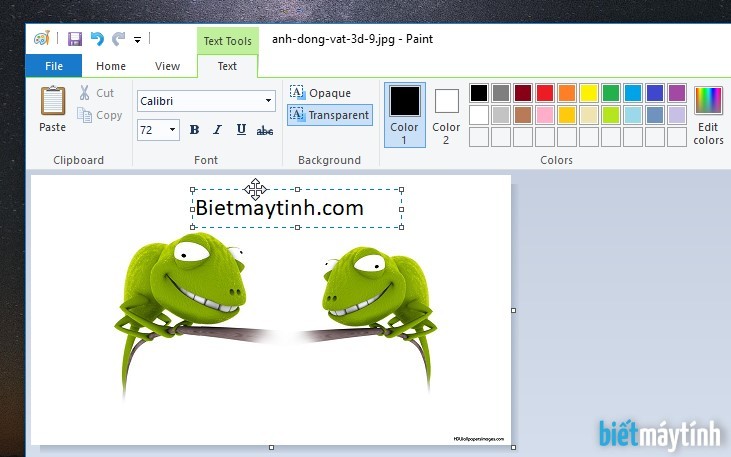 Cách chèn chữ vào ảnh trong Paint (Win 7, 8, 10) | Biết máy tính