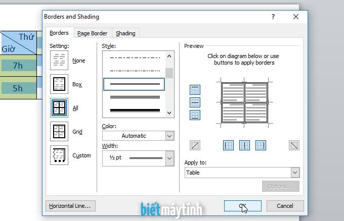 Thay Đổi Đường Viền Cho Bảng Trong Word | Biết Máy Tính