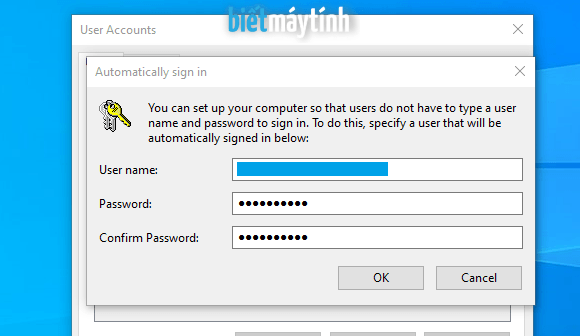 Tắt mật khẩu đăng nhập máy tính