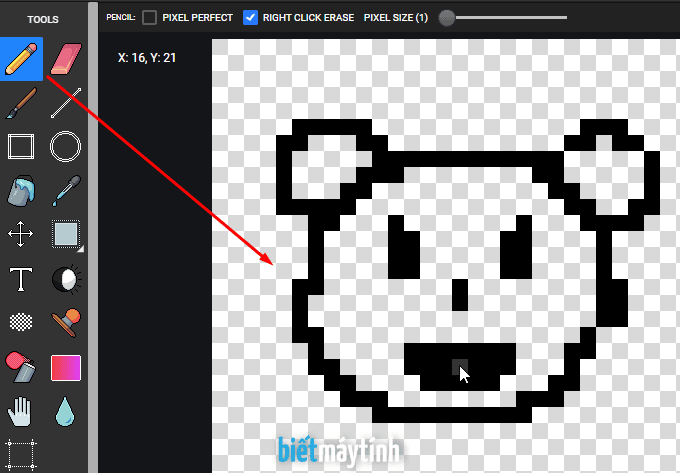 Cách dùng các công cụ vẽ tranh pixel trong Trình vẽ Pixel art